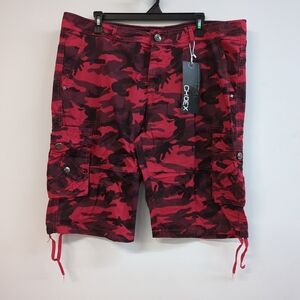 Choex Camouflage Military Utility Multi Pockets Men's Cargo Shorts Size 38 Red
